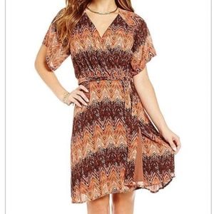 Rust & Brown Wrap Dress